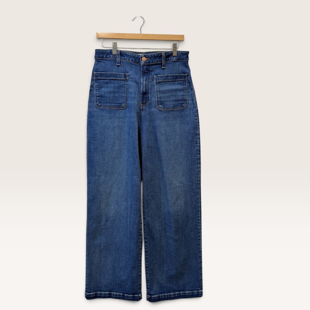 Madewell Curvy Emmett Wide-Leg Jeans Medium Wash Patch Pocket Size 30